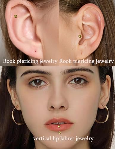 18Pcs Eyebrow Piercing Jewelry 16G Surgical Steel Curved Barbell Eyebrow Rings Butterfly Moon Vertical Labret Monroe Lip Belly Button Rook Daith Tragus Earrings for Women Men Gold Silver 10mm - color: Gold