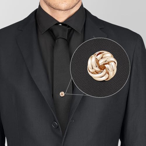 HONEY BEAR Knot Twisted Tie Tack with Chain for Men Necktie Accessory Gift | Tarnish-Resistant Tie Pin, Copper Base with Steel Plating, Secure Locking Clasp, Elegantly Gift Boxed - color: Shinny Rose Gold