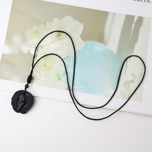 Anjiucc Natural Gemstone Tree of Life Black Obsidian/Golden Obsidian Pendant Necklace for Male and Female Necklace - color: Eagle