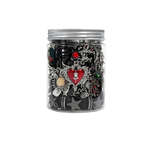 SMUOBT Mystery Jewelry Jar Bundle - Surprise Vintage Jewelry Box for Women,Gift Jewelry Set (Necklace, Earrings, Rings,Kracelet,Keychain) - Unique Birthday Gift for Women - color: Mini Gothic