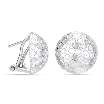 LeCalla 925 Sterling Silver Omega Back Stud Earrings for Women | Classic Pierced Omega Closure Earring | Earring Jewelry Gift for Her, Wife or Girlfriend | Daily Wear & Special Occasion Earring - color: Golf Ball