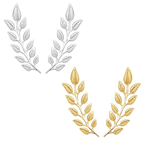 5 Pairs Retro Hollow Pattern Shirt Collar Brooches For Women And Men Gold Plated Triangle & Simple Elegant Double Leaf Collar Pin Brooches Gold Silver Plant Brooch Jewelry - style: leaf