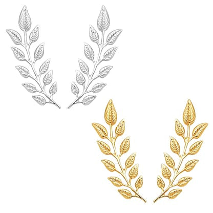 5 Pairs Retro Hollow Pattern Shirt Collar Brooches For Women And Men Gold Plated Triangle & Simple Elegant Double Leaf Collar Pin Brooches Gold Silver Plant Brooch Jewelry - style: leaf