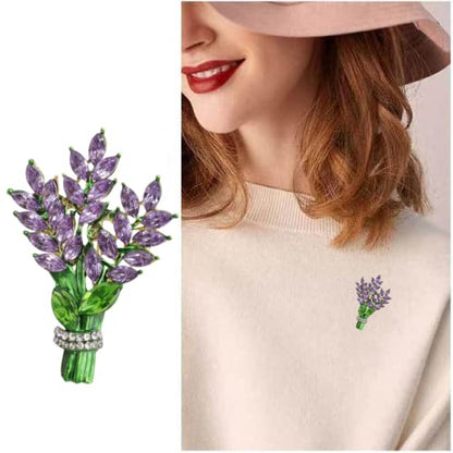 Lavender flower brooch crystal rhinestone tulip brooch elegant accessories jewelry women brooches and pins fashion jewelry wedding flowers lapel pin - color: Purple