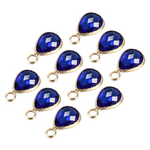 PATIKIL Birthstone Charm Beads Drop Pendant, Handmade Birthstone for Personalized Earrings Bracelet Necklace - color: Dark Blue, size: 0.47" x 0.24"