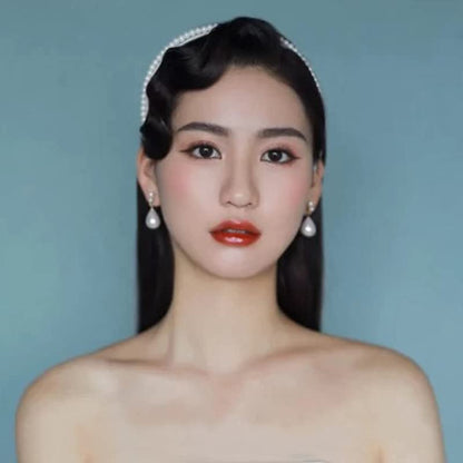 Pearl Clip on Earrings for Women Drop Clip Earrings for Women Gold Plated White Imitation Pearl Earrings Fashion - color: Waterdrop Pearl