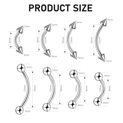 Yolev 16pcs Eyebrow Piercing Jewelry Vertical Labret Lip Piercing Jewelry Eyebrow Rings Piercing Kit Jewelry Surgical Steel Curved Barbell Tiny Vertical Labret Lip Jewelry Ear Rook Helix Conch Daith