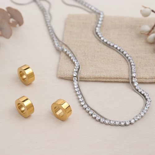 Gold Pendant Pearl Layered Choker Necklace Set for Woman, Chunky Charm Adjustable Pearls Bead Gemstone Shell Conch Tiger Eye Natural Stone Bow Chain Nacklaces Fall Fashion Prom Jewelry Gift. - color: Gold Circles