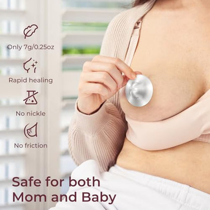 Momcozy 999 Silver Nursing Cups Original Perforated Breathable Design, 999 Silver Nipple Cover for Breastfeeding Essential,Nipple Shield for Nursing Newborn, Metal Nipple Shields, XXL Size - size: XX-Large-Hole
