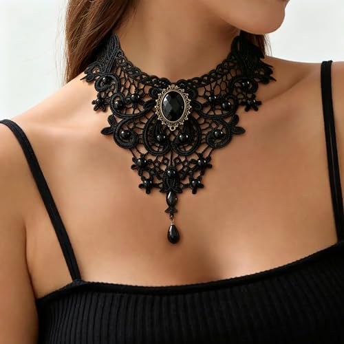 Black Necklaces for Women,Adjustable Layered Collar,Goth Jewelry - color: Flute