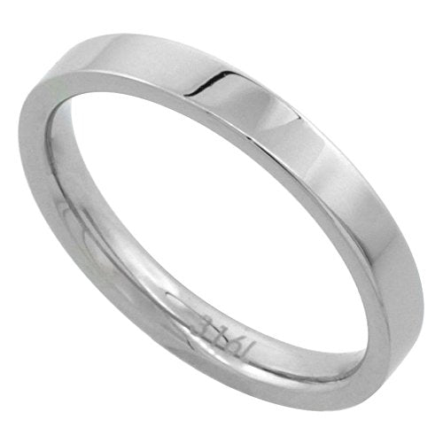 Sabrina Silver Surgical Stainless Steel 3mm Wedding Band Thumb/Toe Ring Comfort-Fit High Polish sizes 5-12