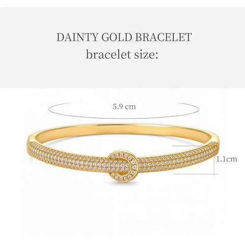 hotoo Gold Plated Bangle Bracelet for Women - style: Gold Clasp with Diamond Accent