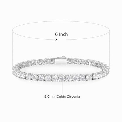3/4/5mm Tennis Bracelet, 18k White Gold Plated 3MM/4MM/5MM Iced Out Round Cubic Zirconia Tennis Bracelet for Women Men 6.5/7/7.5 Inches - color: 5MM White Gold, size: 6 inch