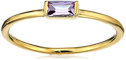 Amazon Essentials 18K Yellow Gold Plated Sterling Silver Cubic Zirconia Fashion Stackable Ring - color: Amethyst Purple,February, size: 9