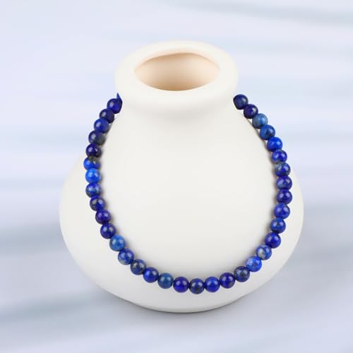 LPBeads Handmade Natural Gemstone Stretch Elastic Bracelet Healing Crystal Round Stone Beads Jewelry Gifts for Women Men - color: Lapis Lazuli, size: 4mm