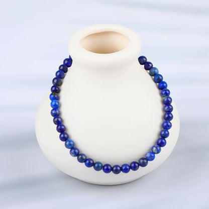 LPBeads Handmade Natural Gemstone Stretch Elastic Bracelet Healing Crystal Round Stone Beads Jewelry Gifts for Women Men - color: Lapis Lazuli, size: 4mm