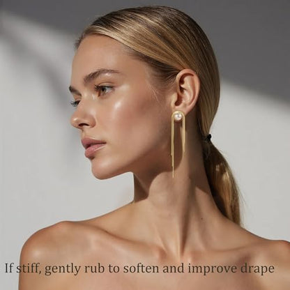 Robaice 14K Gold Plated Dangle Earrings for Women, Long Drop Earrings | Dainty Tassel Earrings Trendy, Hypoallergenic Dangling Lip Block Snake Chain, Threader Earrings for Women, Jewelry Gifts - color: Gold 2