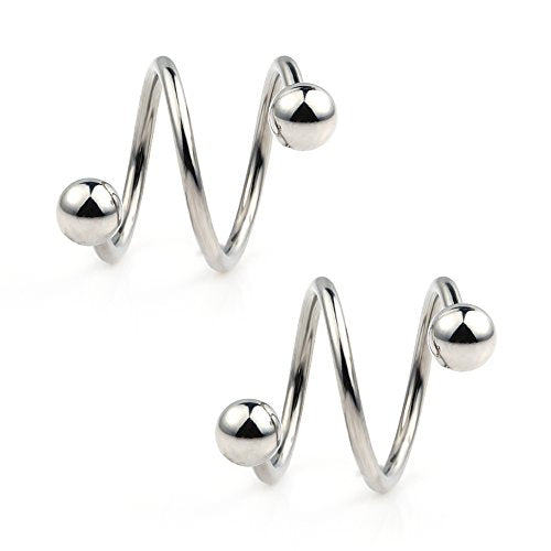 Ruifan 16G Stainless Steel Double Twist Ear Plug Earring Spiral Helix Stud Lip Ring Body Piercing Jewelry 8mm 10mm - style: 3Pairs - 8mm Mix Color