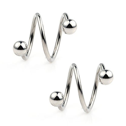 Ruifan 16G Stainless Steel Double Twist Ear Plug Earring Spiral Helix Stud Lip Ring Body Piercing Jewelry 8mm 10mm - style: 6Pairs - 8mm Mix Color