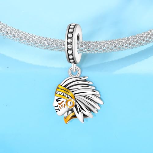 925 Sterling Silver Charms for Bracelets and Necklace Religious Cross Pendants Praying Hands, Bible, Virgin Mary, Jesus, Church Bead Jewelry - color: Native American Charms