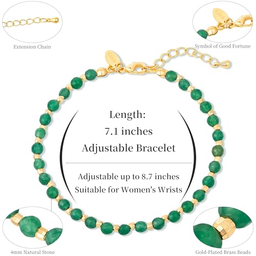 Inspirational Gifts Healing Natural Stone Bracelets for Women Anxiety Stress Relief Bracelet Handmade Jewelry for Friends Sister, Christmas Stocking Stuffers Thanksgiving Basket - color: Green-Luck