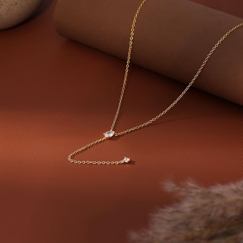 Ewrkbr Long Necklaces for Women, Dainty Gold Drop Necklace 14k Gold Plated CZ Y Shaped Lariat Necklace Simple Gold Necklaces for Women Trendy Summer Beach Accessories Wedding Prom Jewelry Gifts - color: Gold-Tear Drop