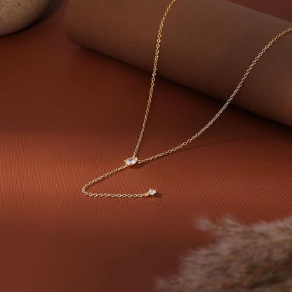 Ewrkbr Long Necklaces for Women, Dainty Gold Drop Necklace 14k Gold Plated CZ Y Shaped Lariat Necklace Simple Gold Necklaces for Women Trendy Summer Beach Accessories Wedding Prom Jewelry Gifts - color: Gold-Tear Drop