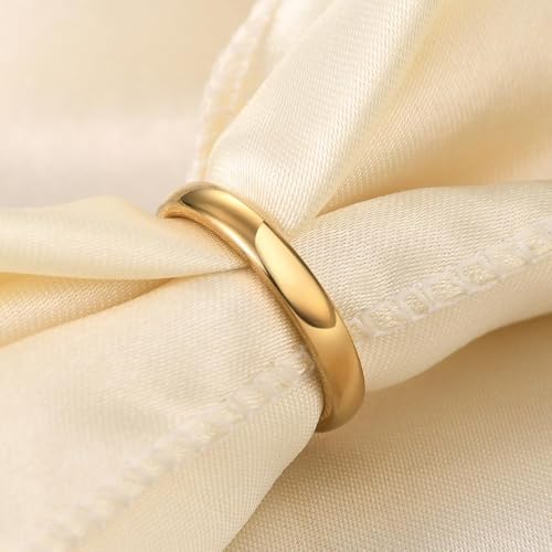 Tungsten Domed Wedding Band Men Women High Polish Comfort Fit - color: 3mm-Gold