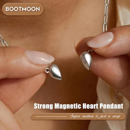 Magnetic Heart Necklaces for Women : 14K Gold Plated 316L Surgical Stainless Steel Heart Necklace Dainty Adjustable Paperclip Chain Pendant Necklace Jewelry Gifts Trendy Non Tarnish - color: Silver