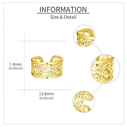 Celtic Knot/Celtic Knot/Bat/Filigree Viking Earrings 925 Sterling Silver Non Piercing Ear Cuff Earrings Cool Earring Cuff for Women Men - color: filigree-B-Gold