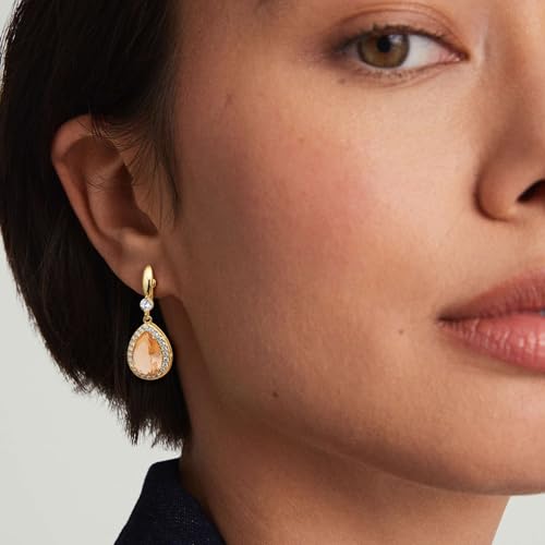 THUNARAZ Clip on Dangle Earrings for Women, Rhinestone Wedding Prom Jewelry | Clip Earrings Non-Pierced, Teardrop Dangle Earrings, Crystal Drop Earrings, Elegant Rhinestone Jewelry for Bride Bridesmaid - color: Gold Tone/Champagne Stone