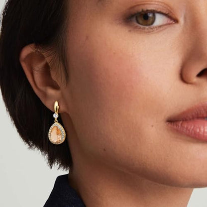 THUNARAZ Clip on Dangle Earrings for Women, Rhinestone Wedding Prom Jewelry | Clip Earrings Non-Pierced, Teardrop Dangle Earrings, Crystal Drop Earrings, Elegant Rhinestone Jewelry for Bride Bridesmaid - color: Gold Tone/Champagne Stone