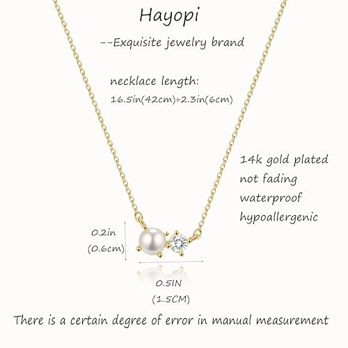 Pearl Necklaces for Women,Dainty Gold Pendant Necklaces Waterproof Jewelry | 14K Gold Plated Pearl Necklaces,Dainty Elegant Wedding Necklace,Small Cute Adjustable Minimalist Necklace,Non Tarnish Jewelry - color: GOLD-9
