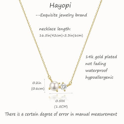 Pearl Necklaces for Women,Dainty Gold Pendant Necklaces Waterproof Jewelry | 14K Gold Plated Pearl Necklaces,Dainty Elegant Wedding Necklace,Small Cute Adjustable Minimalist Necklace,Non Tarnish Jewelry - color: GOLD-9