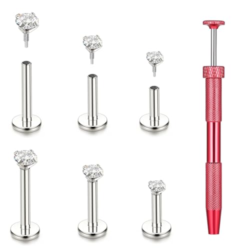 16G 18G Flat Back Earring Nose Ring Stud Piercing Jewelry - color: silver, size: 16G