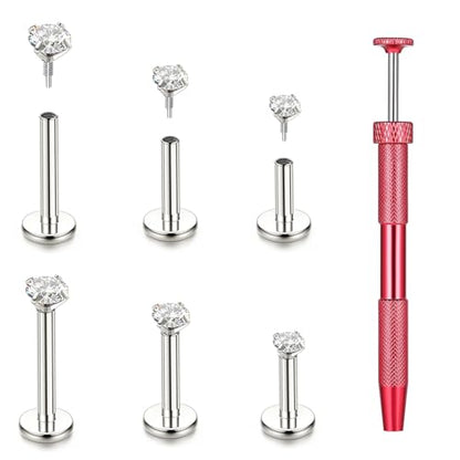 16G 18G Flat Back Earring Nose Ring Stud Piercing Jewelry - color: silver, size: 16G