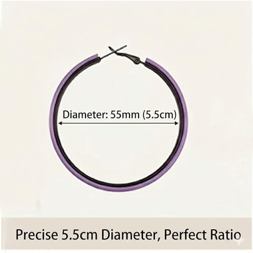 Hoop Earrings for Women Leather Hoop Earrings-Medium/Large Hoops-Lightweight hoop - color: Purple