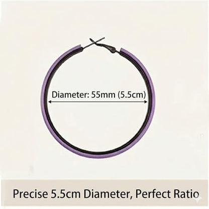 Hoop Earrings for Women Leather Hoop Earrings-Medium/Large Hoops-Lightweight hoop - color: Purple
