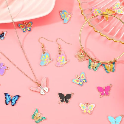 MARFOREVER 40 Pcs/20 Pairs Butterfly Charms for Jewelry Making | Mixed Butterflies Charms, Assorted Spring Summer Enamel Butterfly Charm Pendants, Necklace Earrings Bracelet Making Craft DIY - style: Butterfly