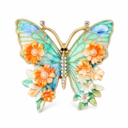 Butterfly American Flag Brooch Pin for Women Sparkly Crystal Red Blue Butterflys Brooches Pins Colorful Enamel Butterfly Statement Pin Patriotic Jewelry Accessorie Gifts - color: Green