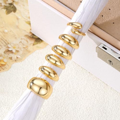Chunky Rings for Women Non Tarnish 14k Stackable Dome Statement Rings Sets Vintage Dainty Knuckle Open Midi Finger Rings Jewelry Pack Gifts - style: 6PCS