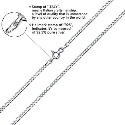 Savlano 925 Sterling Silver Solid Italian Figaro, Rope,Herringbone, Curb, Ball Bead, Snake, Mariner Chain Anklet for Women, Comes in 0.8mm - 5mm With Gift Box - style: Figaro 2mm
