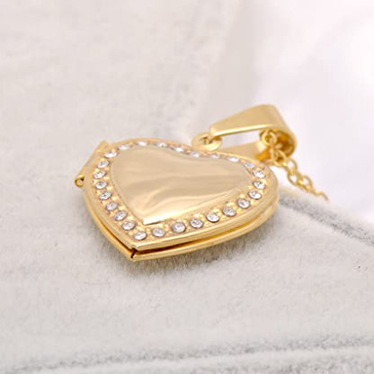 Paialco Heart Shaped Locket Pendant Necklace for Women - color: Set Diamond-Yellow