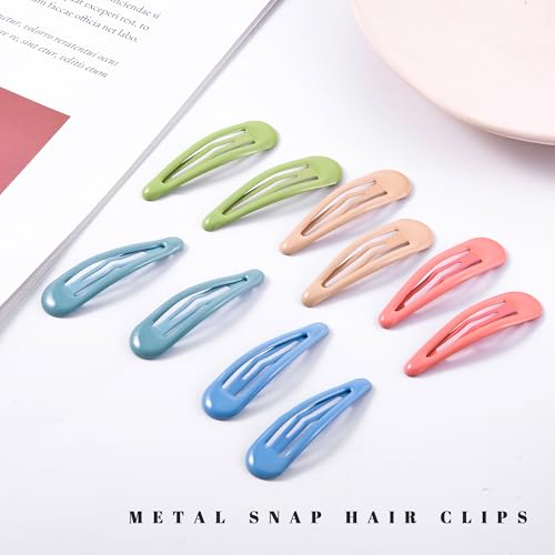20 PCS Metal Snap Hair Clips Water Drop No Slip Barrettes for Women Bright Small Hair Clips For Thick And Thin Fine Hair,Green Blue Gray Pink Beige,1.97 x 0.5 In. - color: Green Blue Gray Pink Beige
