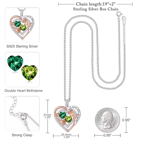 Iefil Birthstone Necklace for Women - Sterling Silver Birthstone Necklace, Anniversary Birthday Gifts for Wife Girlfriend Mom - color: 05-08-May-Aug Birthstone