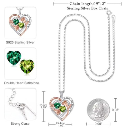 Iefil Birthstone Necklace for Women - Sterling Silver Birthstone Necklace, Anniversary Birthday Gifts for Wife Girlfriend Mom - color: 05-08-May-Aug Birthstone
