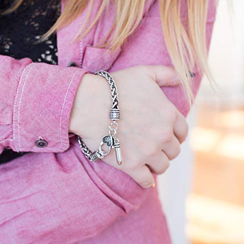 Silver Customized Charm Bracelet with Cubic Zirconia Jewelry - style: Petite Bullet