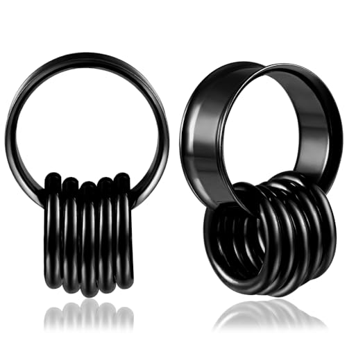 DOEARKO 2PCS Ear Gauges Cool Bat Saddle Ear Plugs Tunnels 316 Stainless Steel Hypoallergenic Earrings Gauges for Ears Expander Body Piercing Jewelry - color: #301 Black, size: 5/8"