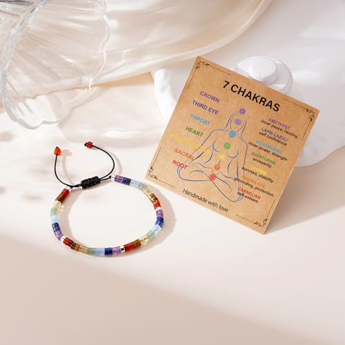 Healing Crystal Bracelet Jewelry Gifts for Women | Triple Protection/Stress Relief/New Beginnings/Good Luck/Empath Protection, Christmas, Birthday - color: 7 CHAKRAS-Silver