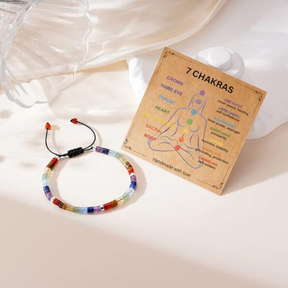 Healing Crystal Bracelet Jewelry Gifts for Women | Triple Protection/Stress Relief/New Beginnings/Good Luck/Empath Protection, Christmas, Birthday - color: 7 CHAKRAS-Silver